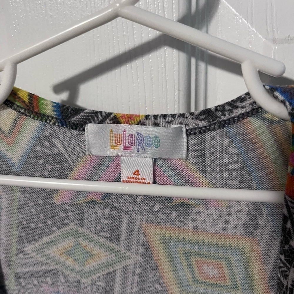 LuLaRoe Sariah size 4 girls multicolor long long sweater open front cardigan - Picture 2 of 3